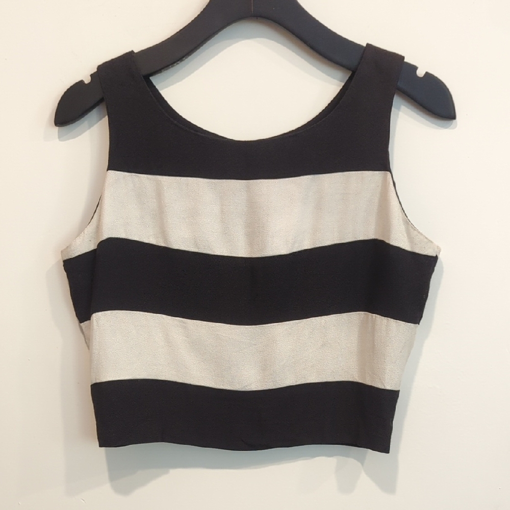 Elegant Black and White Striped Crop Top